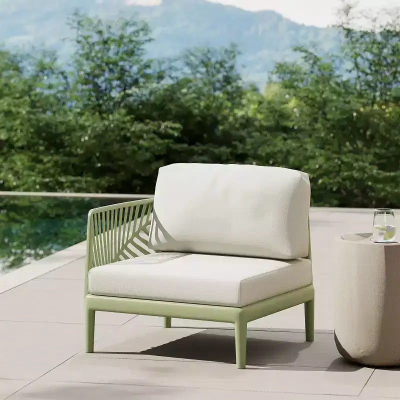 WestinTrends Playa Modern Outdoor Polypropylene Resin Left Arm Facing Deep Seating Sectional Chair, Green