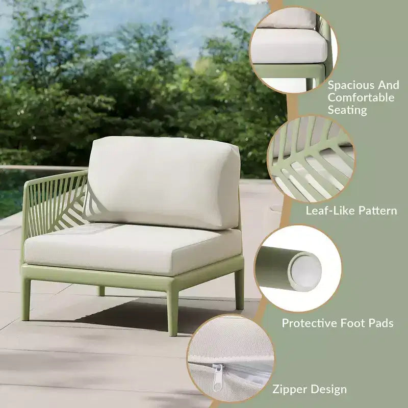 WestinTrends Playa Modern Outdoor Polypropylene Resin Left Arm Facing Deep Seating Sectional Chair, Green