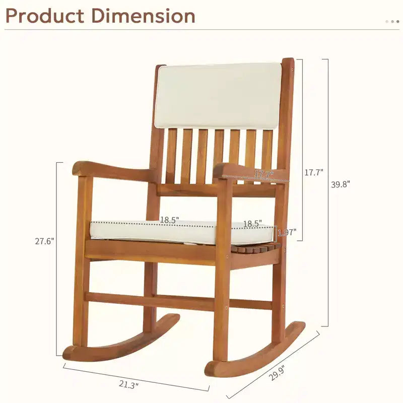 Karl Home | Solid Wood Rocking Chair with Cushion