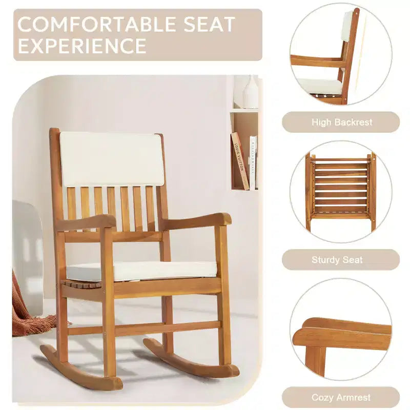 Karl Home | Solid Wood Rocking Chair with Cushion