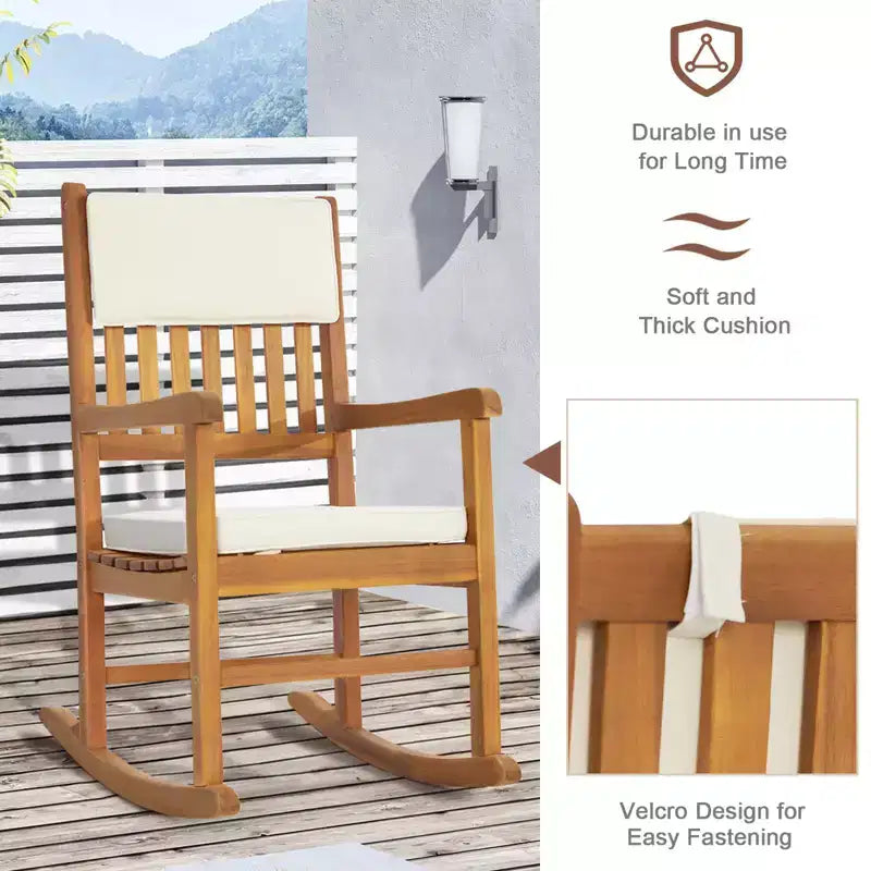 Karl Home | Solid Wood Rocking Chair with Cushion