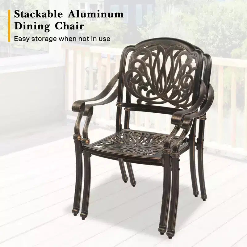 Karl Home | Metal Stackable Patio Dining Armchair with Cushion