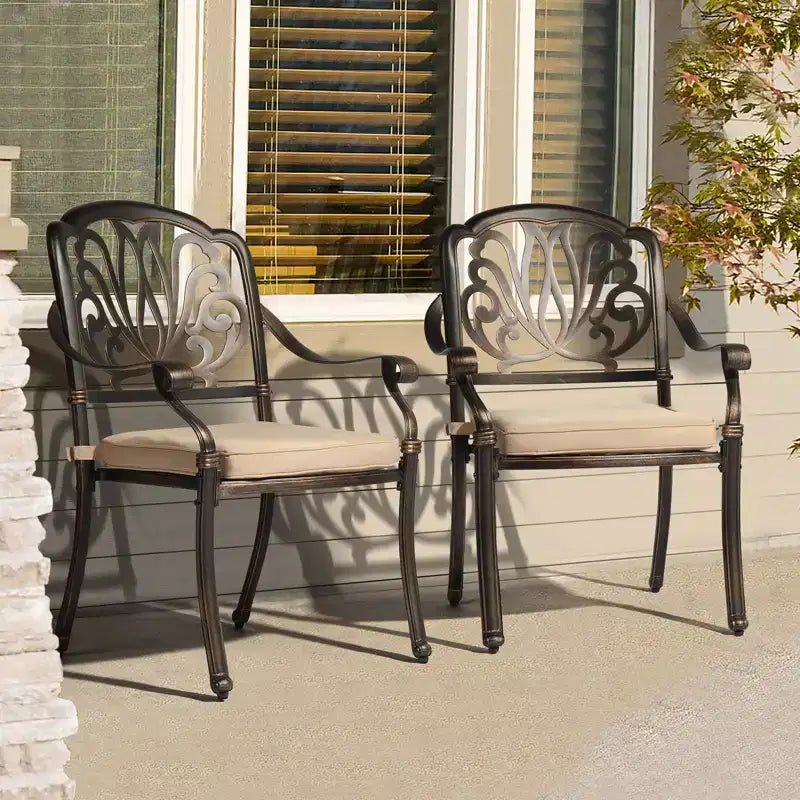 Karl Home | Metal Stackable Patio Dining Armchair with Cushion