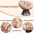 Karl Home | Brown Wicker Swivel Accent Chair With Beige Cushion