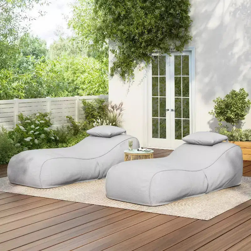 Christopher Knight Home Maeve Outdoor Modern Versatile Bean Bag Lounge Chair with a Pillow ( Set of 2)