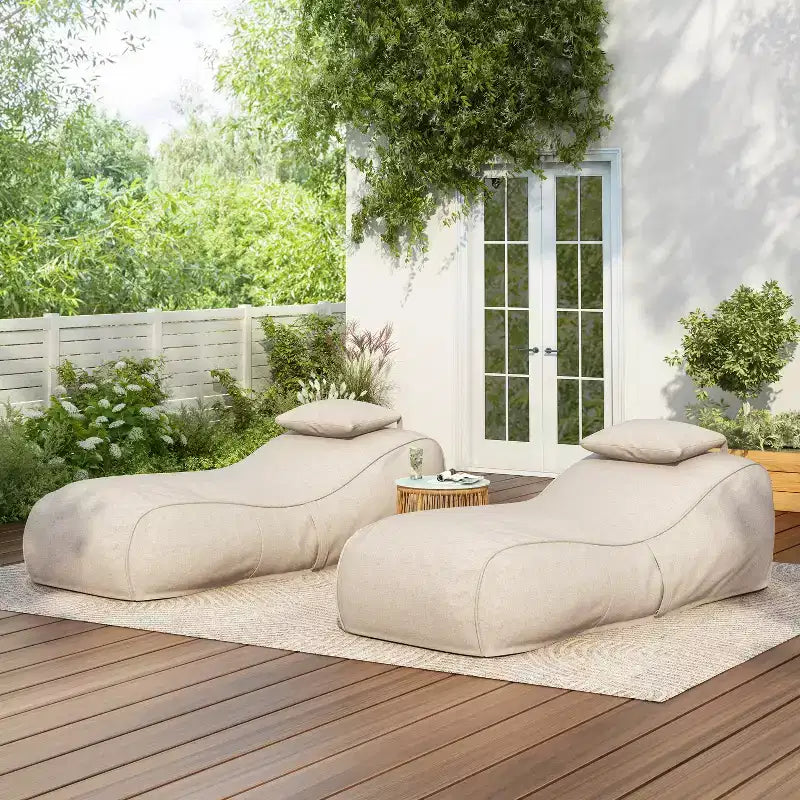 Christopher Knight Home Maeve Outdoor Modern Versatile Bean Bag Lounge Chair with a Pillow ( Set of 2)