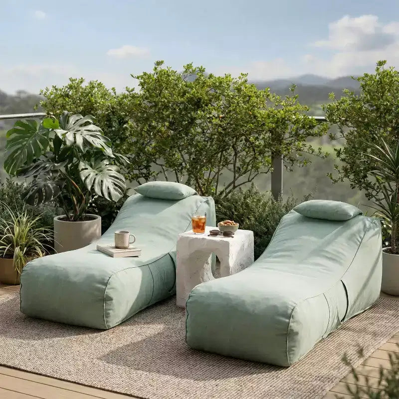 Christopher Knight Home Maeve Outdoor Modern Versatile Bean Bag Lounge Chair with a Pillow ( Set of 2)
