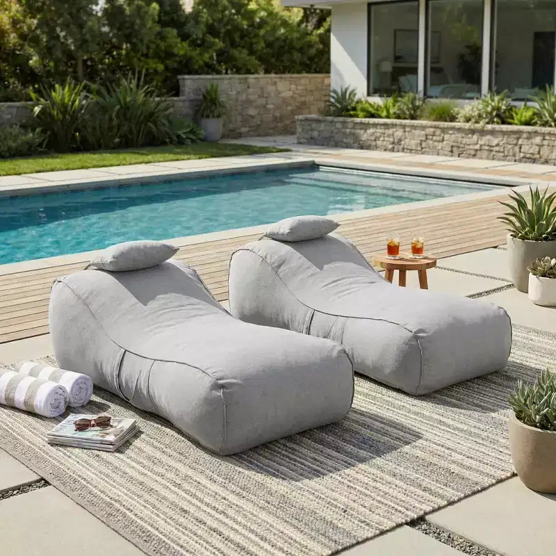 Christopher Knight Home Maeve Outdoor Modern Versatile Bean Bag Lounge Chair with a Pillow ( Set of 2)