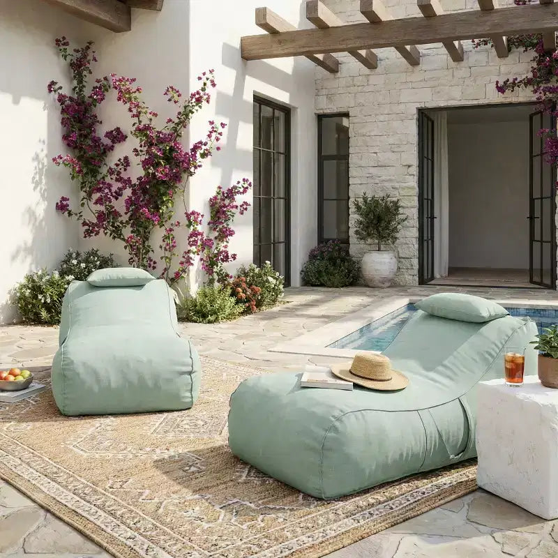 Christopher Knight Home Maeve Outdoor Modern Versatile Bean Bag Lounge Chair with a Pillow ( Set of 2)