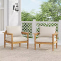 Christopher Knight Home Kari Patio Acacia Wood Slatted Club Chair with Water-Resistant Cushions, Beige/Light Teak