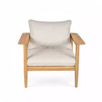 Christopher Knight Home Kari Patio Acacia Wood Slatted Club Chair with Water-Resistant Cushions, Beige/Light Teak