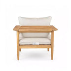 Christopher Knight Home Kari Patio Acacia Wood Slatted Club Chair with Water-Resistant Cushions, Beige/Light Teak