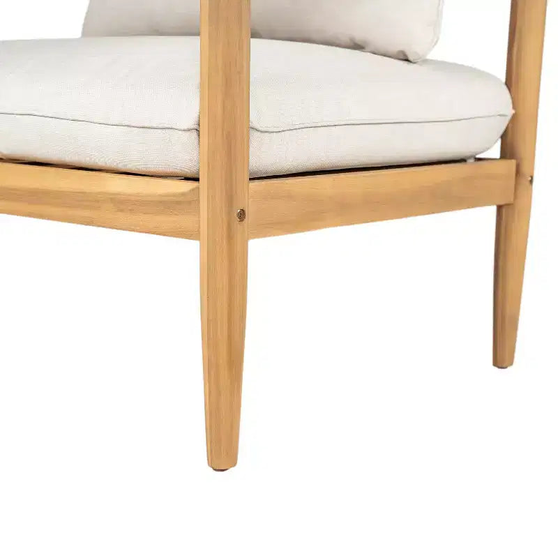 Christopher Knight Home Kari Patio Acacia Wood Slatted Club Chair with Water-Resistant Cushions, Beige/Light Teak