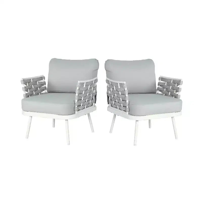 Christopher Knight Home Barbara Modern Outdoor Metal and Rope Upholstered Club Chairs (Set of 2)