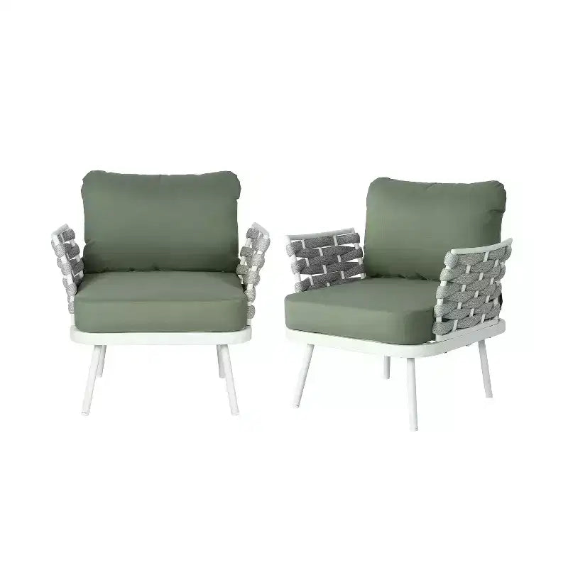 Christopher Knight Home Barbara Modern Outdoor Metal and Rope Upholstered Club Chairs (Set of 2)