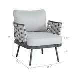 Christopher Knight Home Barbara Modern Outdoor Metal and Rope Upholstered Club Chairs (Set of 2)