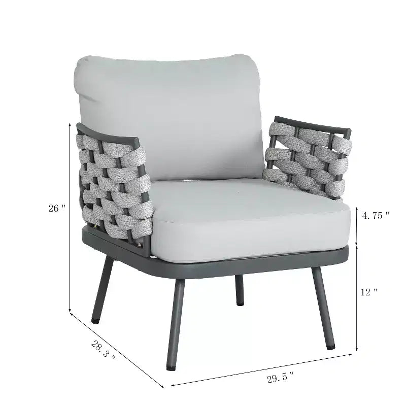 Christopher Knight Home Barbara Modern Outdoor Metal and Rope Upholstered Club Chairs (Set of 2)
