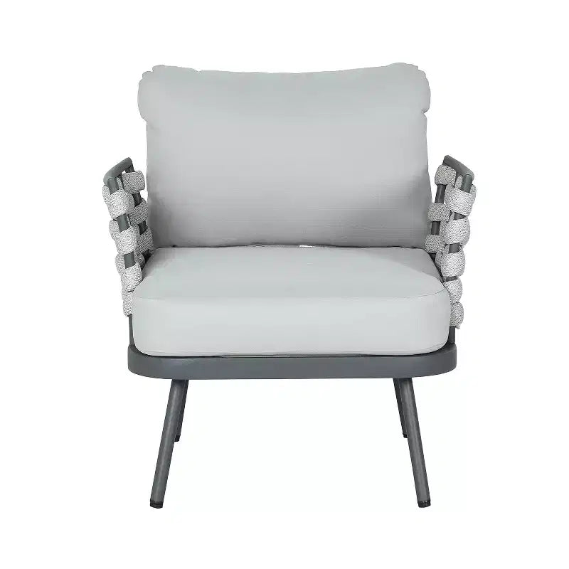 Christopher Knight Home Barbara Modern Outdoor Metal and Rope Upholstered Club Chairs (Set of 2)