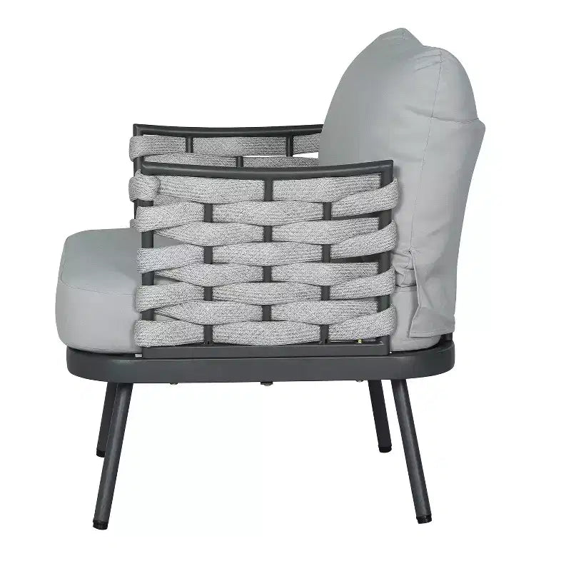 Christopher Knight Home Barbara Modern Outdoor Metal and Rope Upholstered Club Chairs (Set of 2)