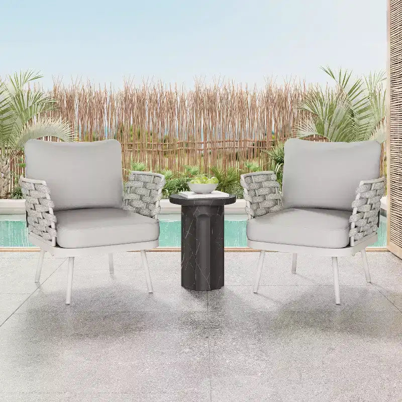Christopher Knight Home Barbara Modern Outdoor Metal and Rope Upholstered Club Chairs (Set of 2)