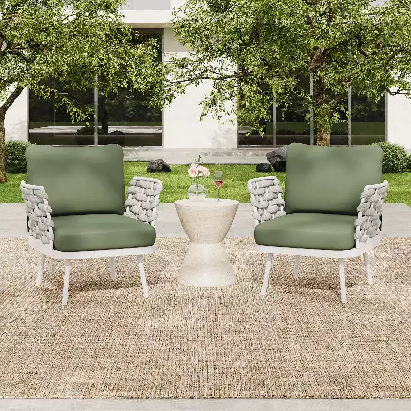 Christopher Knight Home Barbara Modern Outdoor Metal and Rope Upholstered Club Chairs (Set of 2)