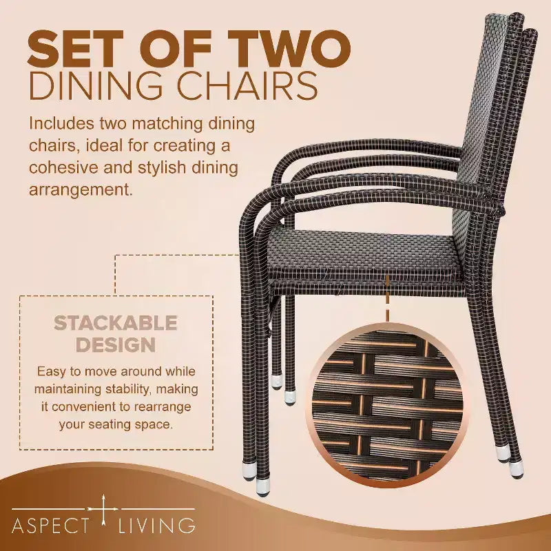 Hialeah Wicker Dining Chair Set - Set of 2