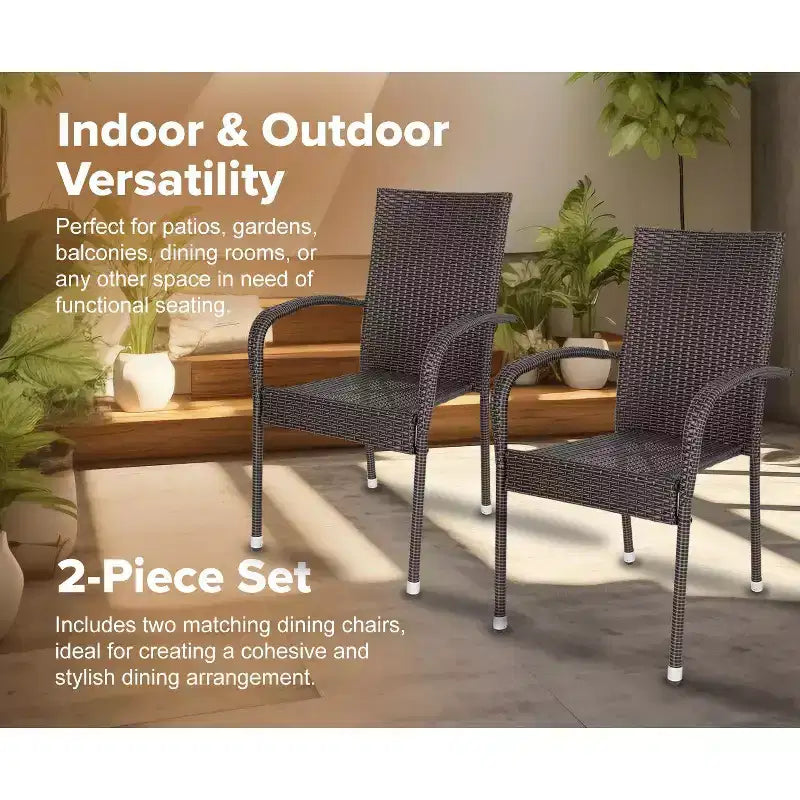 Hialeah Wicker Dining Chair Set - Set of 2