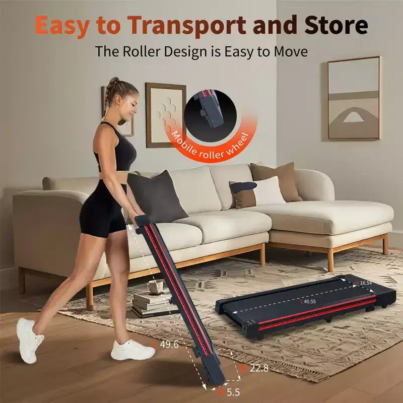 NAYSAYE Walking Pad Treadmill with 10 Degree Incline Portable Compact for Home Office, Black and Gray, 49.6*22.8*5.5