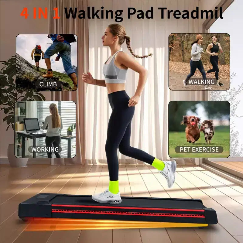 NAYSAYE Walking Pad Treadmill with 10 Degree Incline Portable Compact for Home Office, Black and Gray, 49.6*22.8*5.5