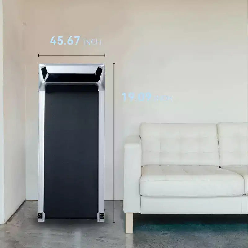 NAYSAYE Portable Under Desk Treadmill 8 Degree Incline for Home and Office, Black and Silver, 45.7*19.1*4.2