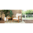 Okak Patio Accent Chairs with Handwoven Rope Frame,1 PCS,Upholstered Outdoor Armchair Acacia Club Chair for Backyard&Garden,400lbs Max