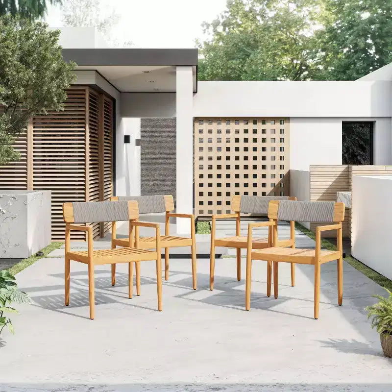 Okak 17.2 Premium Acacia Patio Dining Chairs Rustic Accent Chairs,Set of 2,Outdoor Armchair for Porch,Garden&Backyard,Patio Furniture Seating,Teak