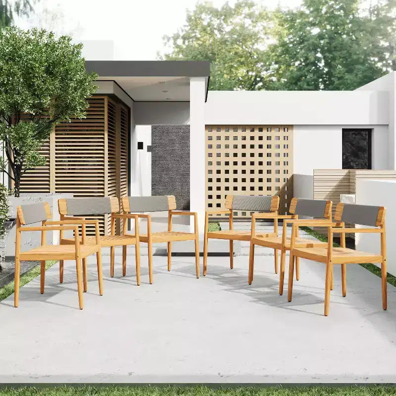 Okak 17.2 Premium Acacia Patio Dining Chairs Rustic Accent Chairs,Set of 2,Outdoor Armchair for Porch,Garden&Backyard,Patio Furniture Seating,Teak