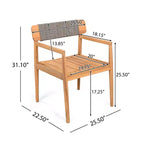 Okak 17.2 Premium Acacia Patio Dining Chairs Rustic Accent Chairs,Set of 2,Outdoor Armchair for Porch,Garden&Backyard,Patio Furniture Seating,Teak