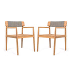 Okak 17.2 Premium Acacia Patio Dining Chairs Rustic Accent Chairs,Set of 2,Outdoor Armchair for Porch,Garden&Backyard,Patio Furniture Seating,Teak