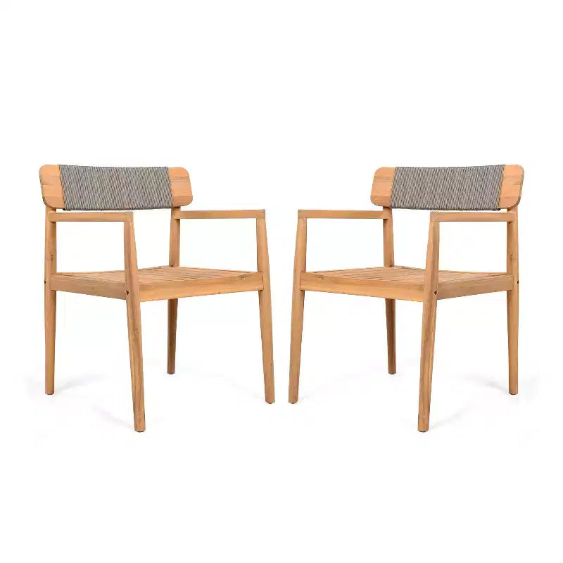Okak 17.2 Premium Acacia Patio Dining Chairs Rustic Accent Chairs,Set of 2,Outdoor Armchair for Porch,Garden&Backyard,Patio Furniture Seating,Teak