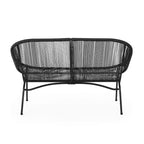 Okak Industrial PP Rattan Patio Loveseat Iron 2-Seater Accent Chair,Modern Outdoor Lounge Chair for Porch,Backyard&Garden,Patio Furniture Seating