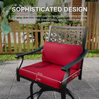 Outdoor Swivel Bar Stools Counter Height with Red Cushion, 2PCS Patio Bar Stools with Armrest & Back, Tall Outdoor Swivel BarStools for Backyard