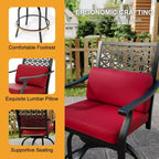 Outdoor Swivel Bar Stools Counter Height with Red Cushion, 2PCS Patio Bar Stools with Armrest & Back, Tall Outdoor Swivel BarStools for Backyard