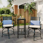 Outdoor Swivel Bar Stools Counter Height with Red Cushion, 2PCS Patio Bar Stools with Armrest & Back, Tall Outdoor Swivel BarStools for Backyard