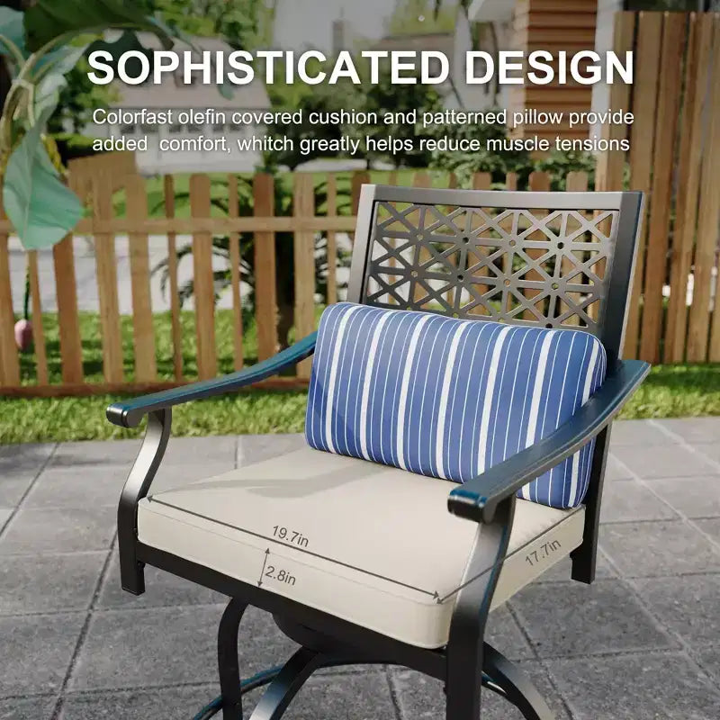 Outdoor Swivel Bar Stools Counter Height with Red Cushion, 2PCS Patio Bar Stools with Armrest & Back, Tall Outdoor Swivel BarStools for Backyard