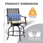 Outdoor Swivel Bar Stools Counter Height with Red Cushion, 2PCS Patio Bar Stools with Armrest & Back, Tall Outdoor Swivel BarStools for Backyard
