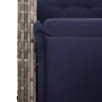 vidaXL Reclining Patio Chairs with Footrest - Set of 2, Adjustable Poly Rattan Loungers, Weather-Resistant & UV-Protected, Easy Clean, Navy Cushions