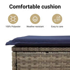 vidaXL Reclining Patio Chairs with Footrest - Set of 2, Adjustable Poly Rattan Loungers, Weather-Resistant & UV-Protected, Easy Clean, Navy Cushions