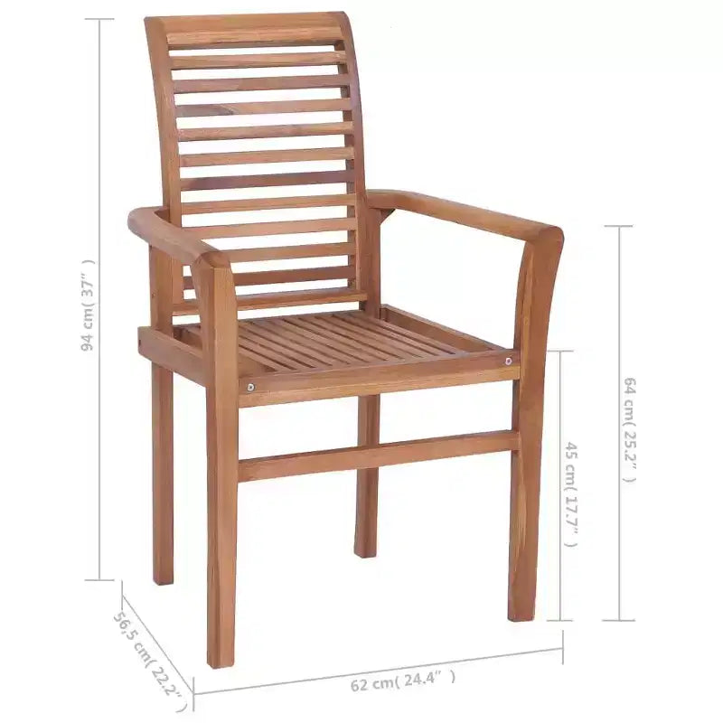vidaXL Patio Dining Chairs 2 Pcs with Gray Cushions - Solid Wood Teak - Ergonomic Design for Garden, Patio, Dining Room - 24.4x22.2x37