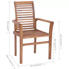 vidaXL Dining Chairs 4 pcs Set, Stackable Patio Garden Chairs with Beige Cushions, Indoor and Outdoor Furniture, Teak, Fine Sanded Waterbase Finish