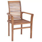 vidaXL Dining Chairs 4 pcs Set, Stackable Patio Garden Chairs with Beige Cushions, Indoor and Outdoor Furniture, Teak, Fine Sanded Waterbase Finish