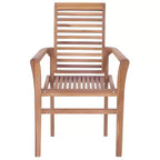 vidaXL Dining Chairs 4 pcs Set, Stackable Patio Garden Chairs with Beige Cushions, Indoor and Outdoor Furniture, Teak, Fine Sanded Waterbase Finish