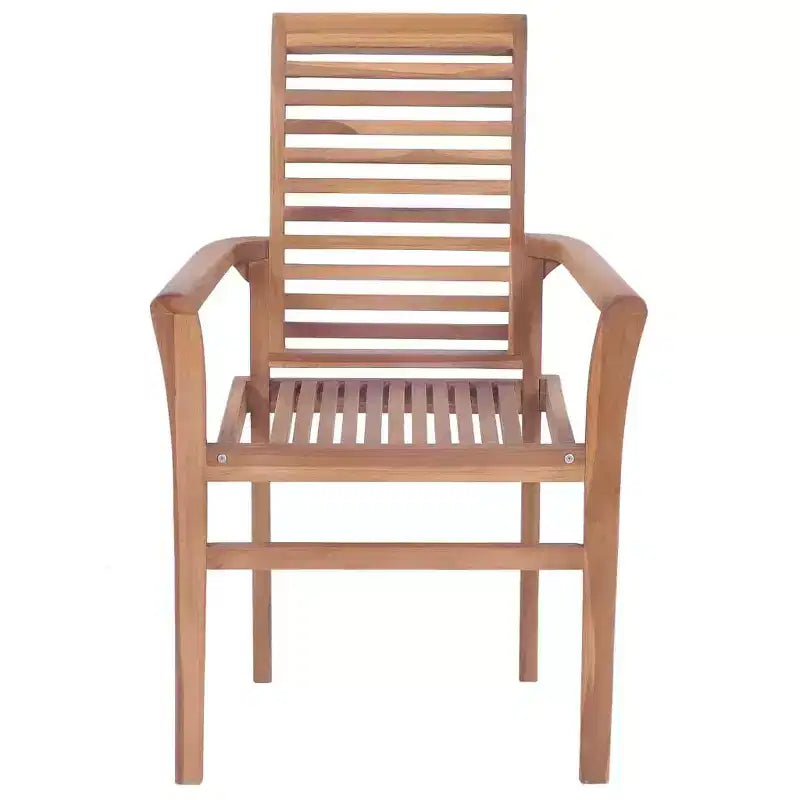 vidaXL Dining Chairs 4 pcs Set, Stackable Patio Garden Chairs with Beige Cushions, Indoor and Outdoor Furniture, Teak, Fine Sanded Waterbase Finish
