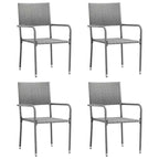 vidaXL Garden Dining Chair Set of 4 Grey PE rattan, steel Standard - Gray 4